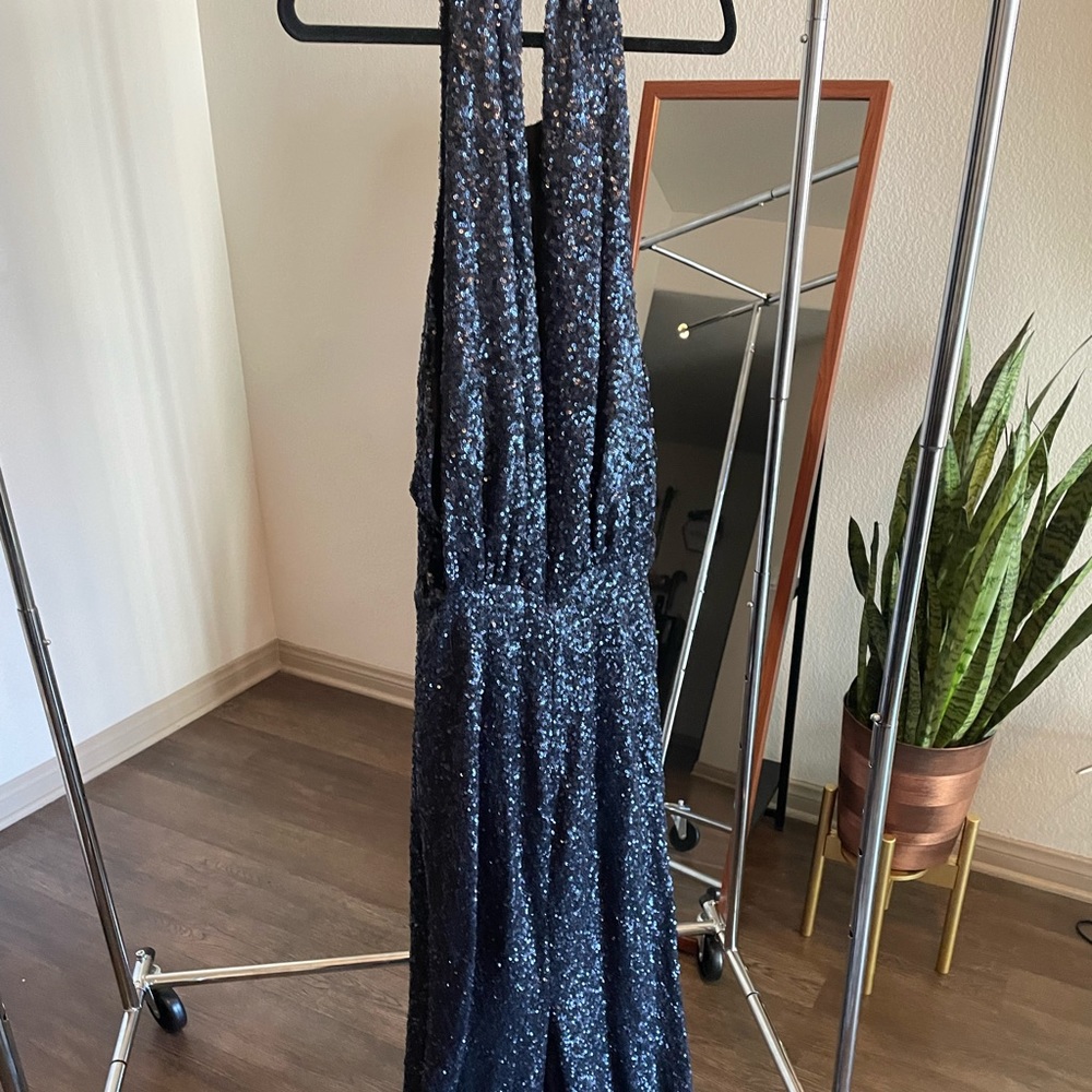 Navy sequined ball gown